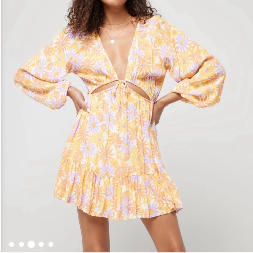 NWT L*Space Feelin' Fine Floral Print Cutout Mini Dress Size Large